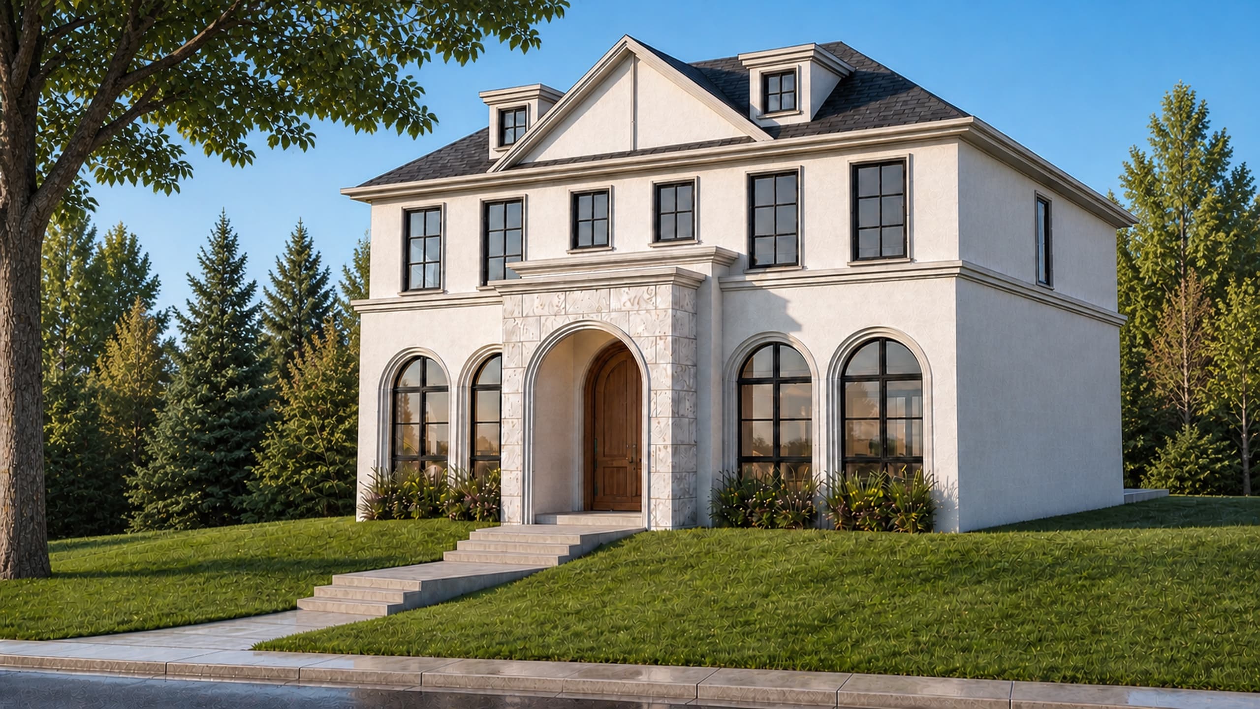Front-right exterior rendering of the North Glenmore — Langton Drive pre-sale in Calgary.