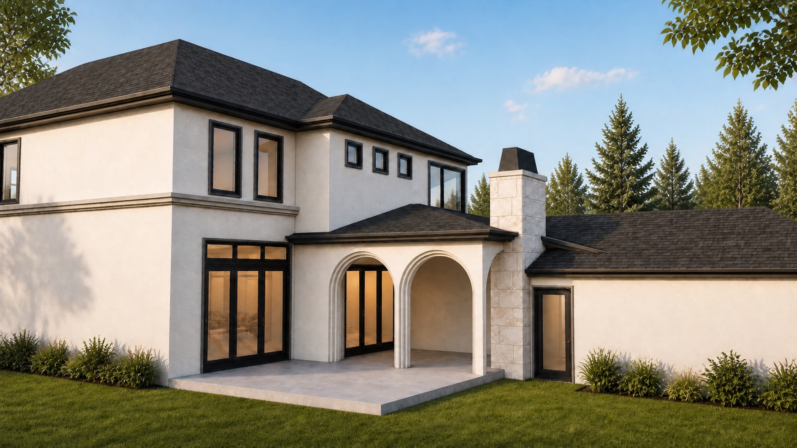 Rear patio rendering of the North Glenmore — Langton Drive pre-sale.