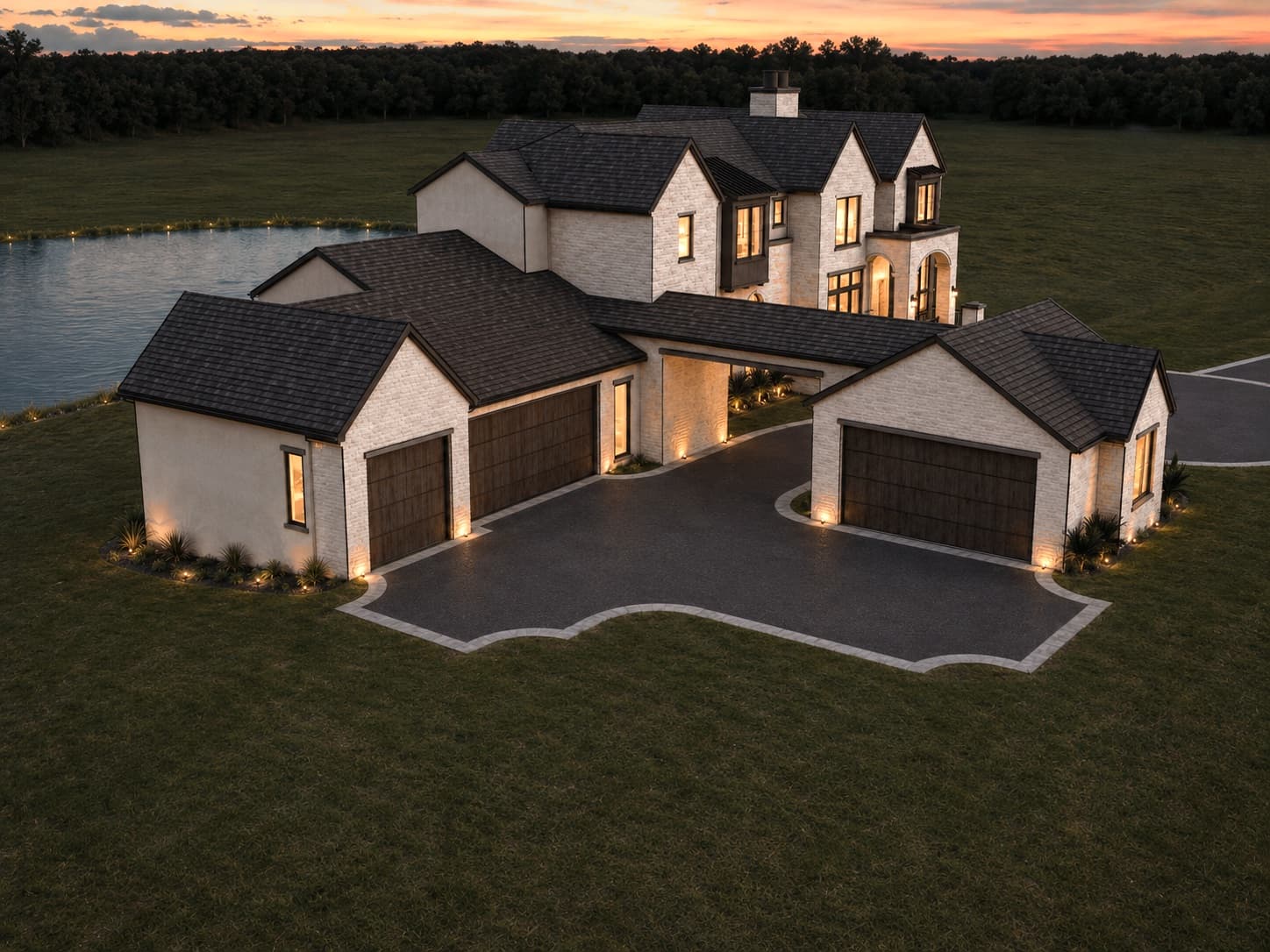 Aerial exterior rendering of the Springbank Acreage pre-sale
