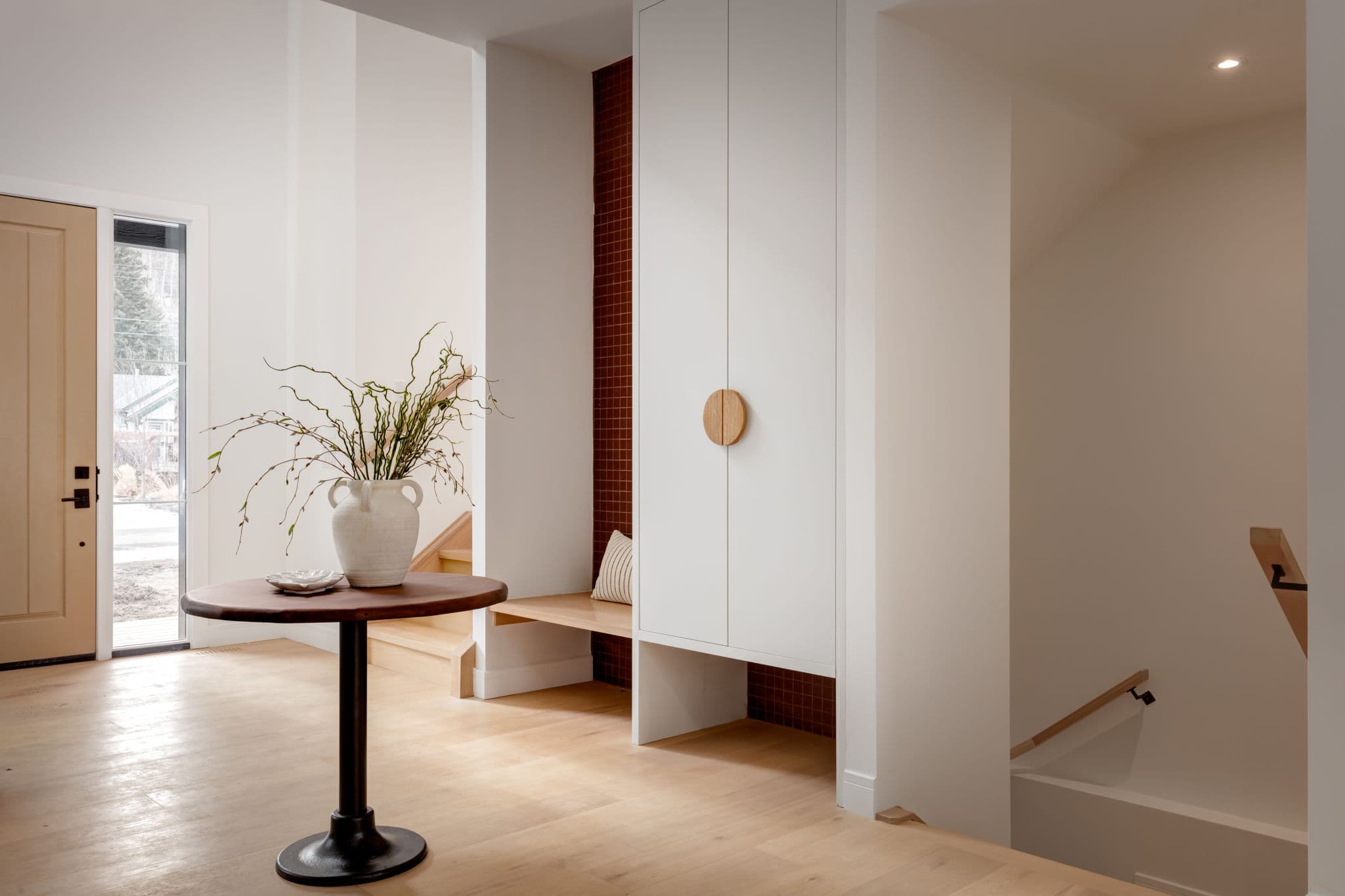 Entry and mudroom detail in the Bowness project by Platinum Build Homes in Bowness, Calgary.