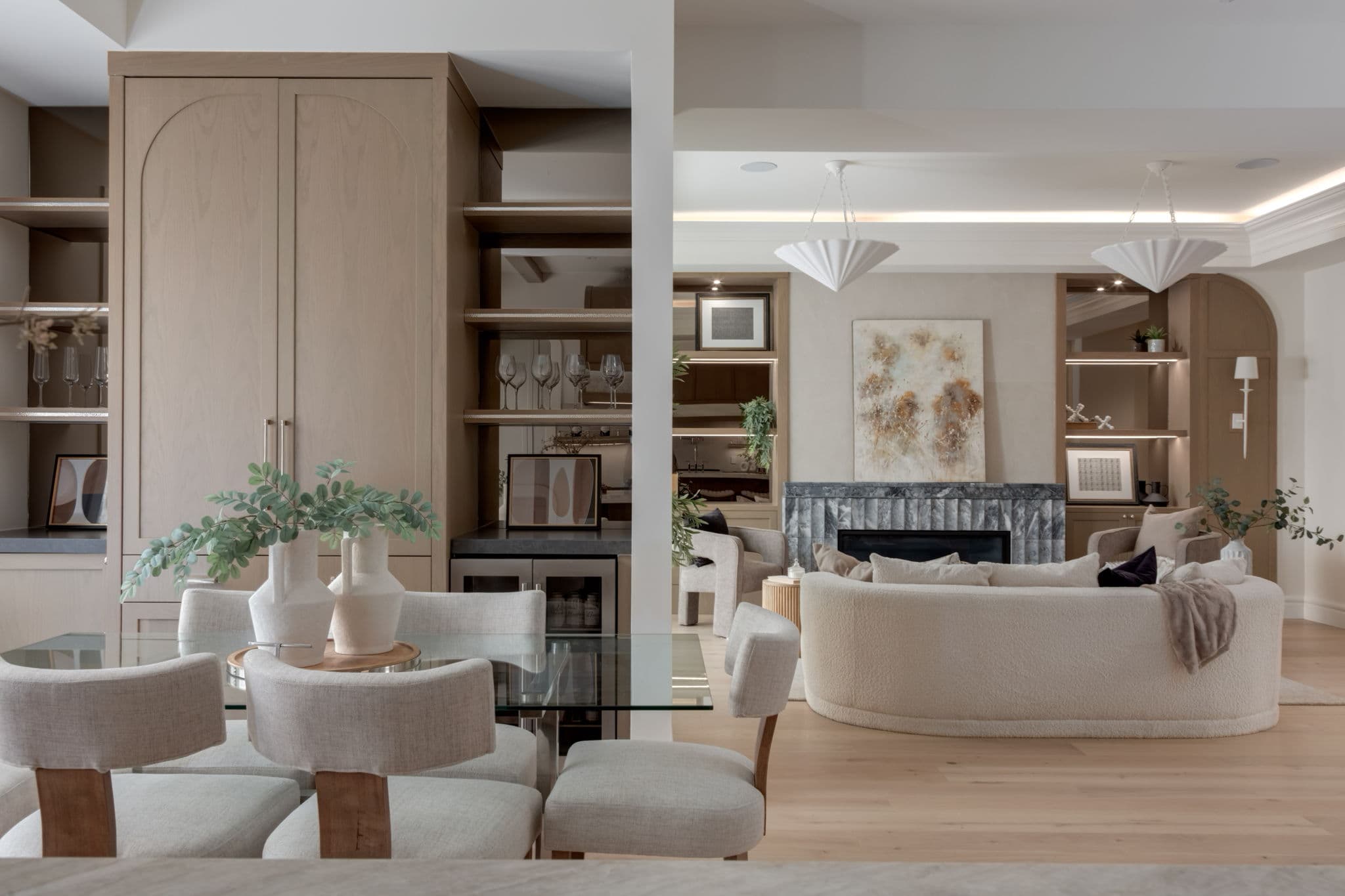 Dining area and great room overview in the Elbow Park project by Platinum Build Homes in Elbow Park, Calgary.