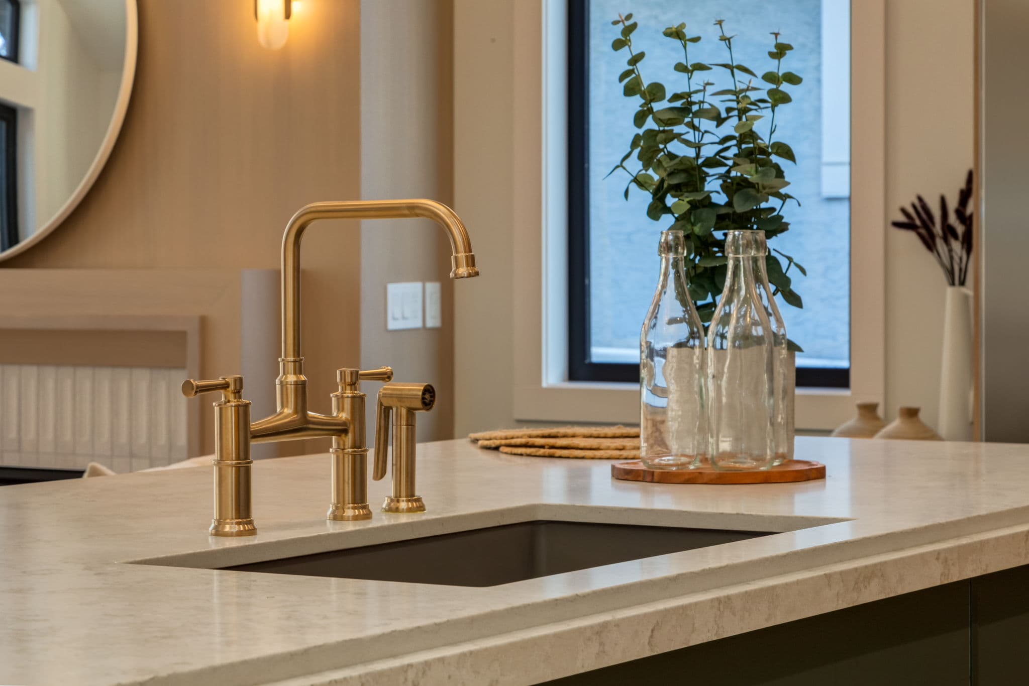 Kitchen sink and hardware detail in the Varsity 2 project by Platinum Build Homes in Varsity, Calgary.