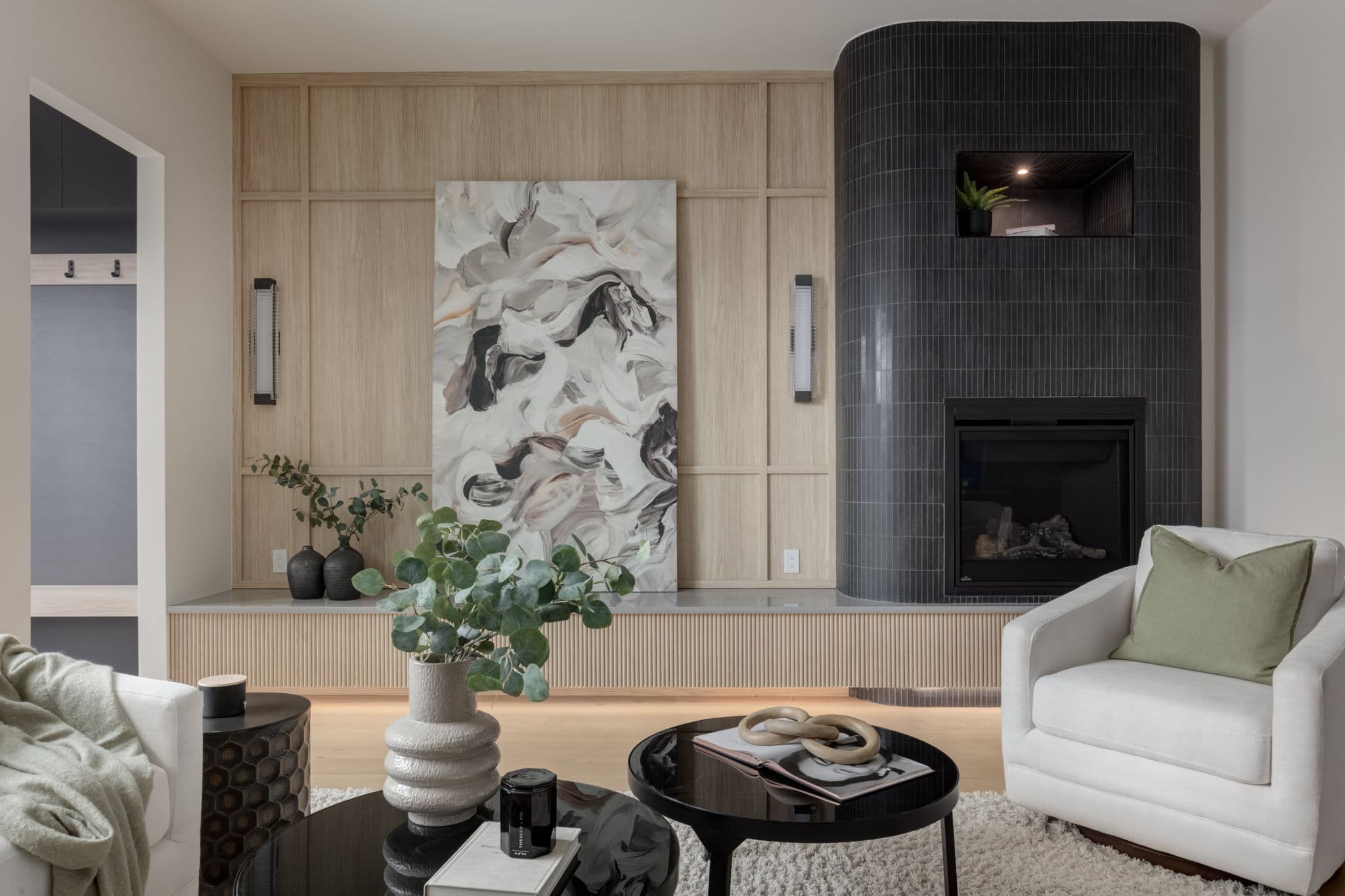 Fireplace feature wall in the Windsor Park project by Platinum Build Homes in Windsor Park, Calgary.
